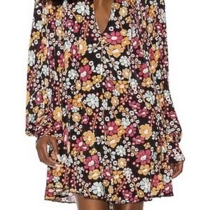 NWT Free People Daisy Jane Swing Mini Dress in Dark Floral Combo Boho Size Small